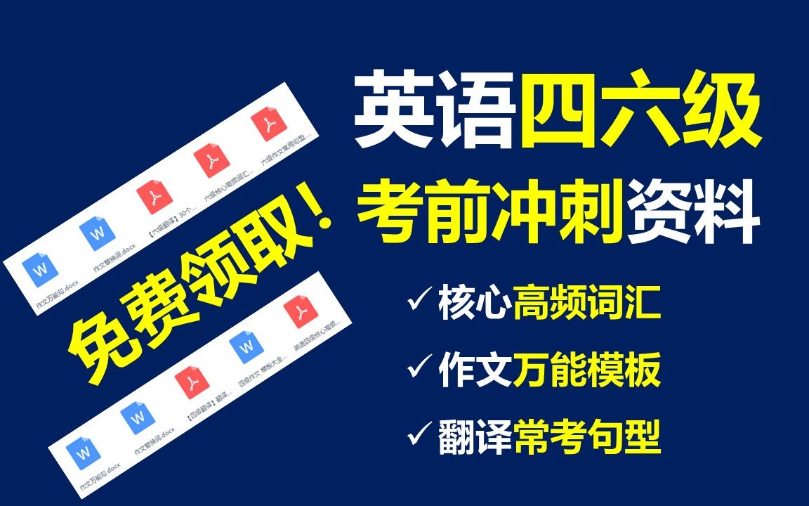 英语四六级核心词汇+作文万能模板+翻译常考句型(附文档下载)哔哩哔哩bilibili