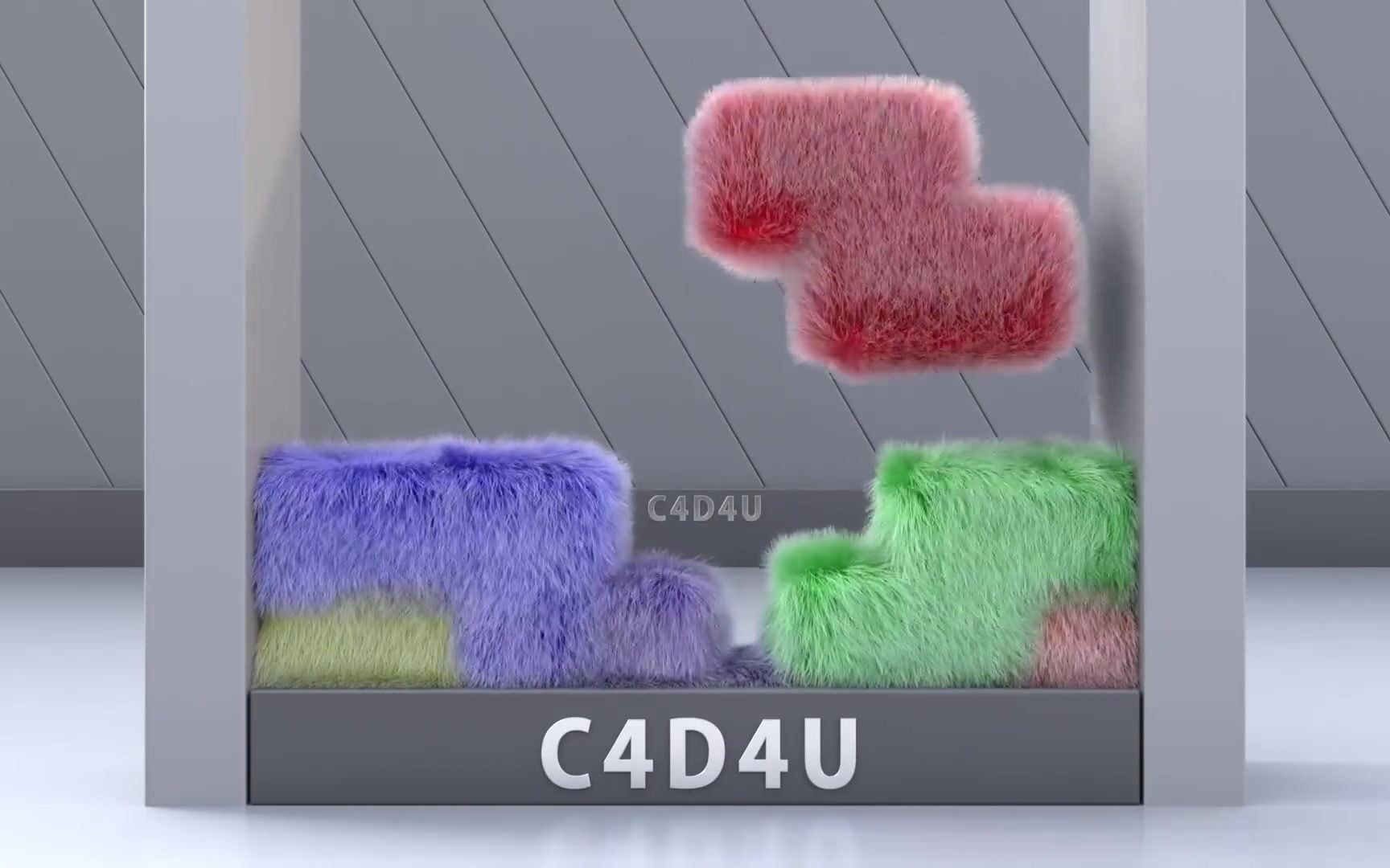 [图]C4D动画-超Q弹的毛绒俄罗斯方块