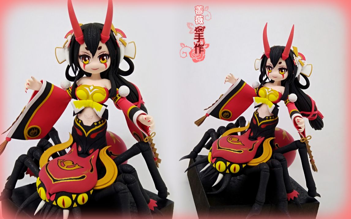 手工自制超轻粘土手办阴阳师平安京骑着大蜘蛛的络新妇