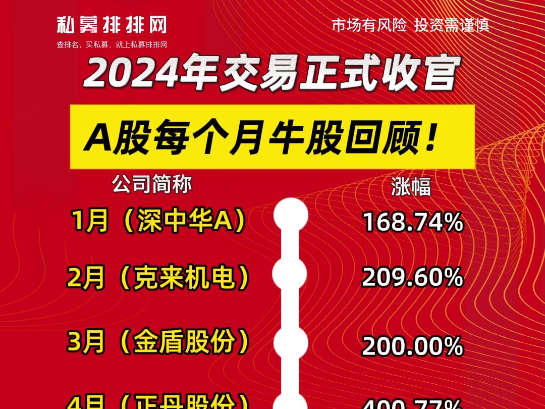 2024年交易正式收官,A股历月牛股回顾!哔哩哔哩bilibili