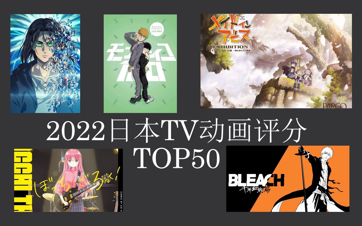 2022年日本TV动画六网综合评分TOP50哔哩哔哩bilibili