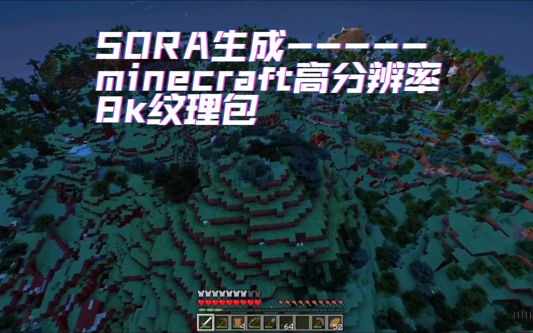 sora生成"有史以来最华丽的minecraft高分辨率8k纹理包" sora生成视频