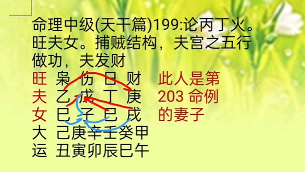 命理中级天干篇199丙丁火旺夫女劫财伤官制七杀做功丈夫发大财但夫星