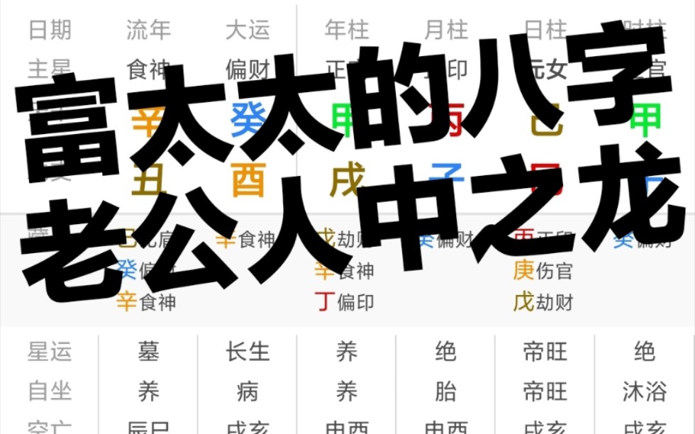 富太太的八字,老公人中之龙哔哩哔哩bilibili