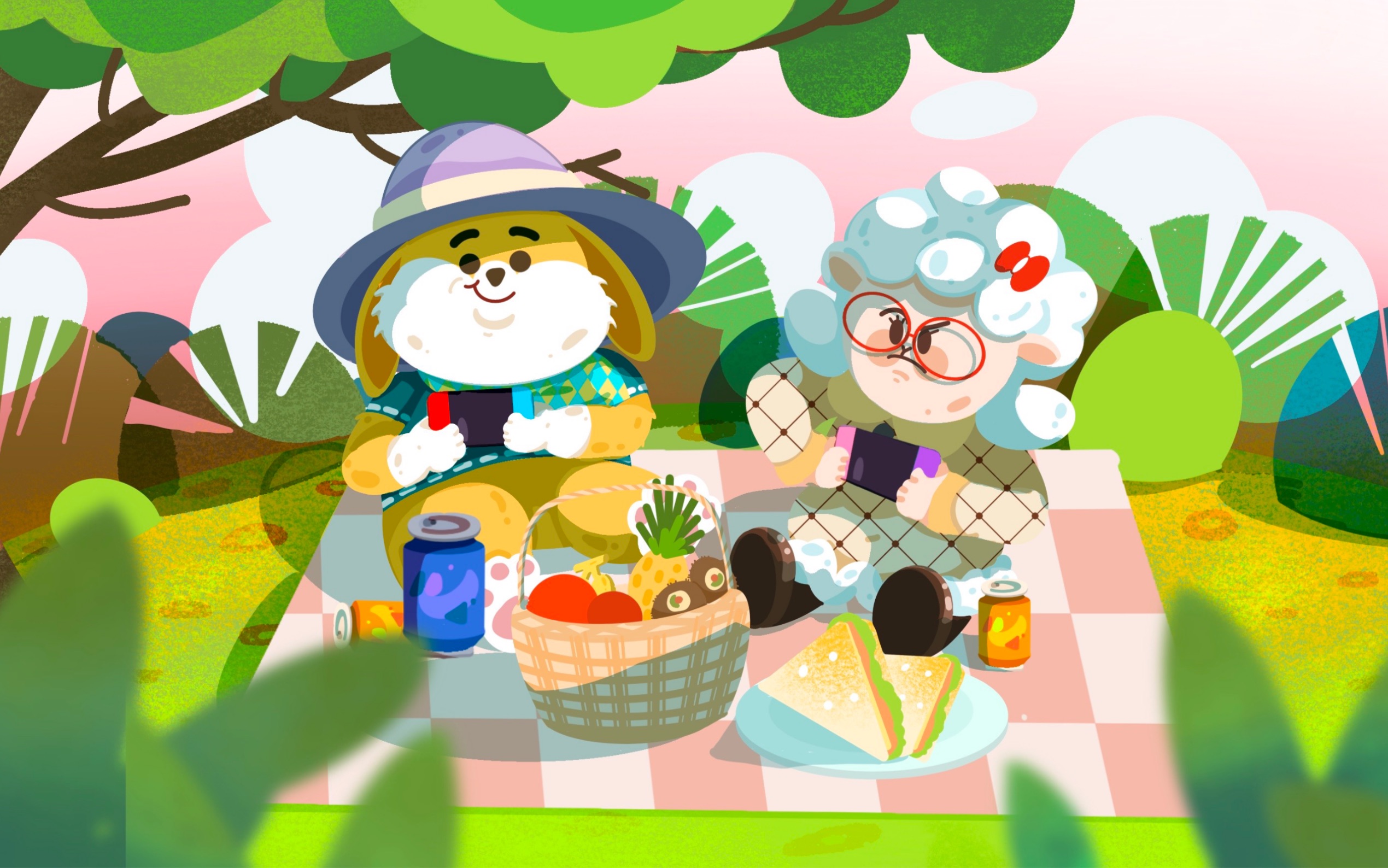 【procreate】绘画教程|小狗猪野餐啦!压缩过后的视频有点色差