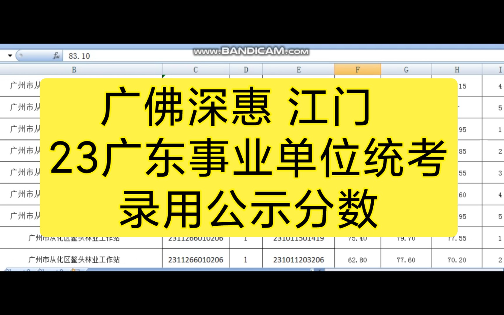 23广东事业单位统考 珠三角地区 录用公示分数哔哩哔哩bilibili