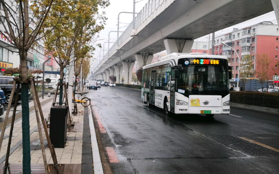 【长春公交】z278路一汽ca6100urbev25型纯电动公交车通过临河街附近