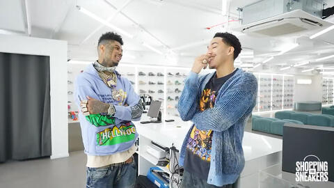 Blueface goes sneaker on sale shopping