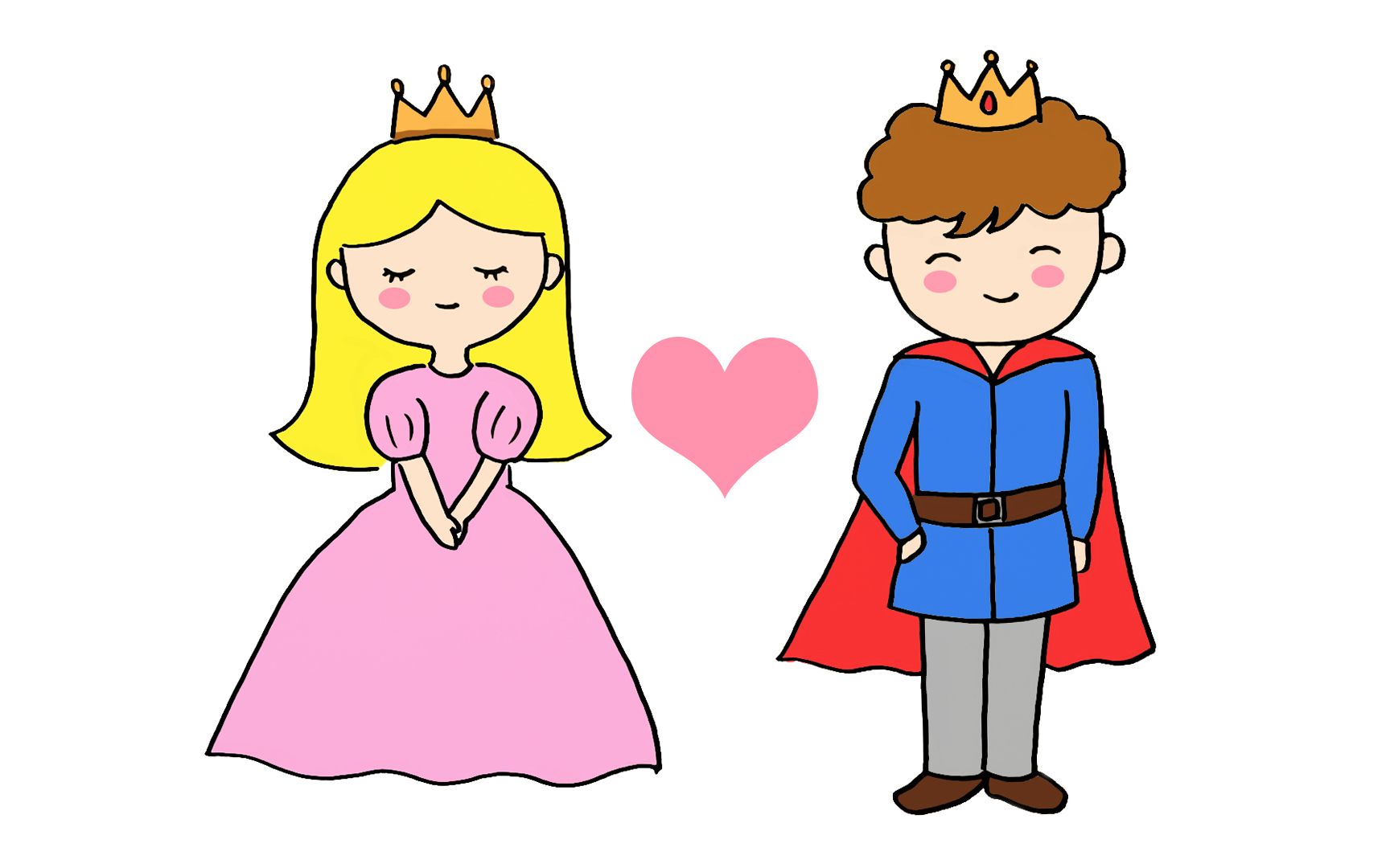 王子和公主怎么画简单图片