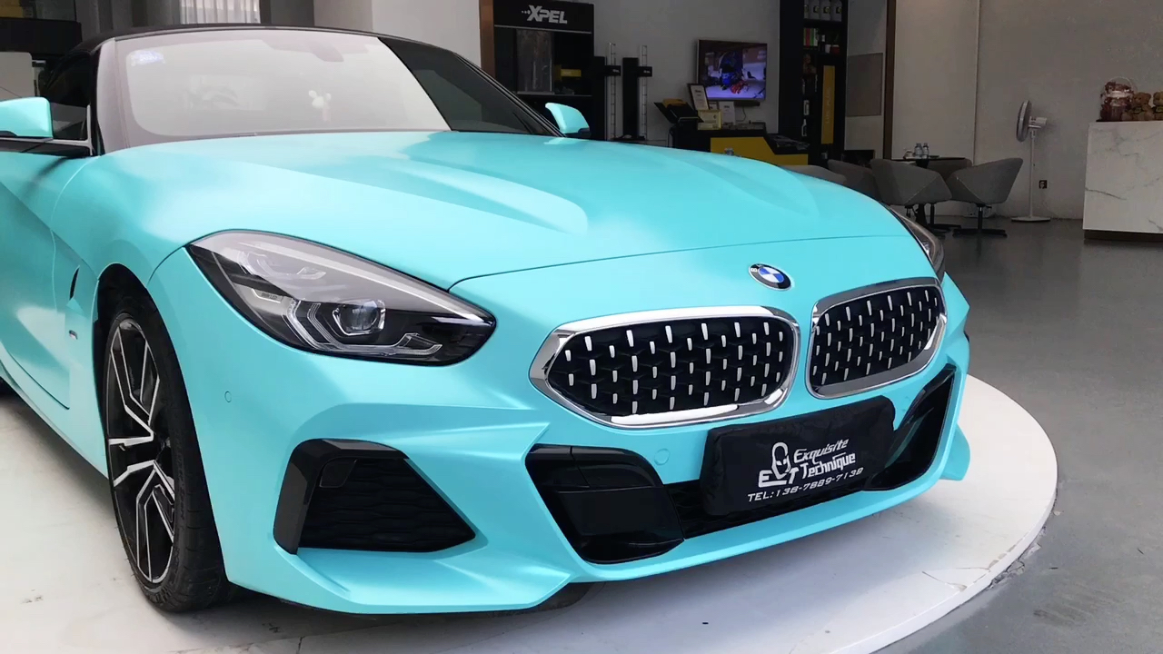 外星人出品宝马z4改色贴膜电光tiffany