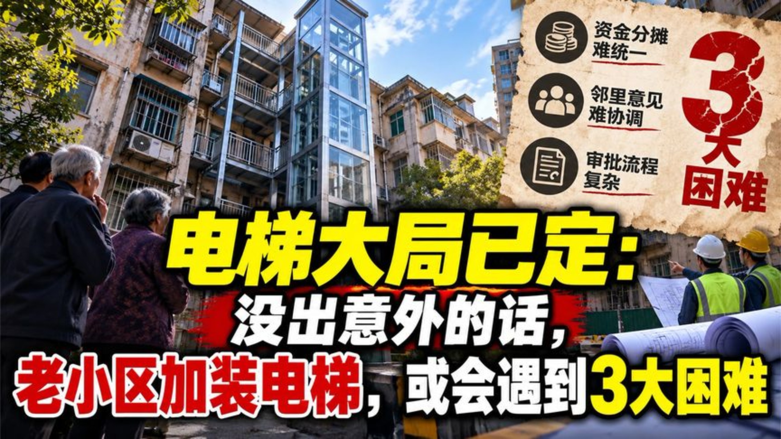 电梯大局已定：没出意外的话，老小区加装电梯，或会遇到3大困难
