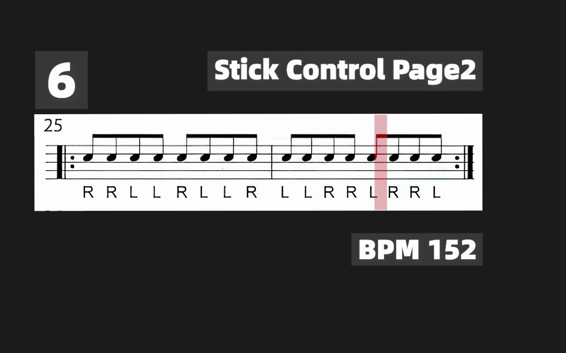 [图]Single Beat Combinations | Stick Control Page 6 | 152BPM