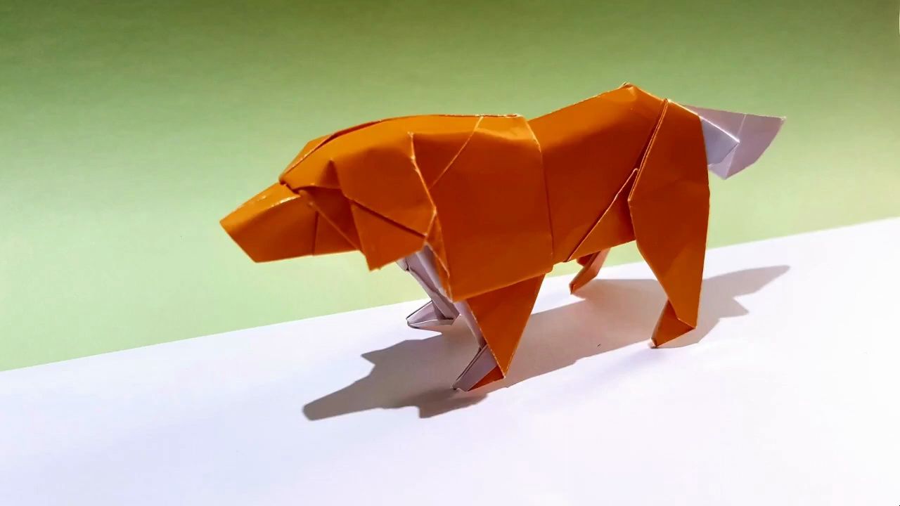 【ouwen tjen】金毛犬折纸教程origami dog - golden retriever