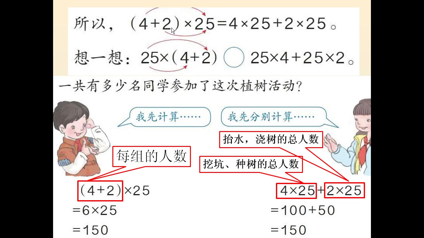 四年级下:乘法分配律哔哩哔哩bilibili