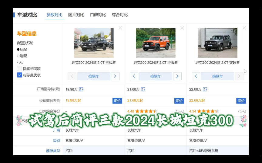 试驾后简评三款2024长城坦克300哔哩哔哩bilibili