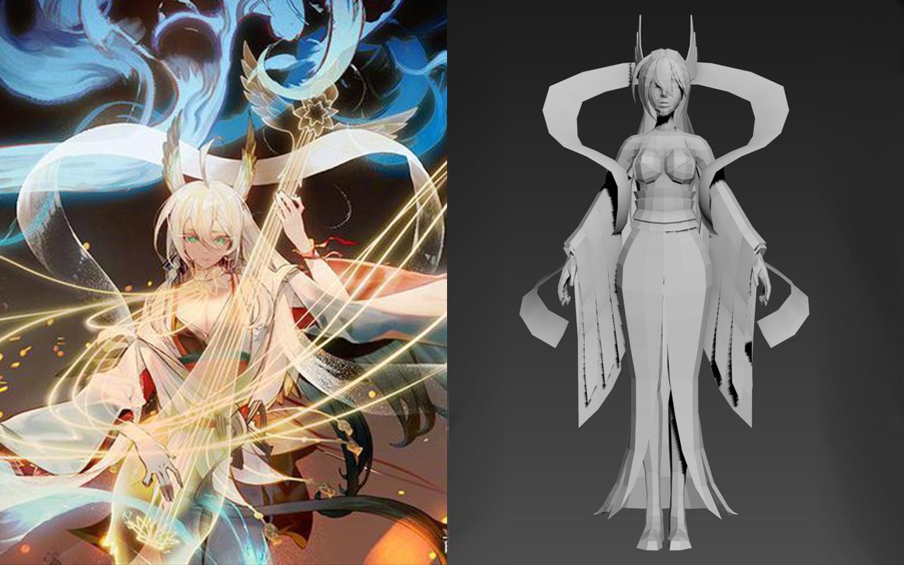 3dmax零基础丨《阴阳师》ssr式神"紧那罗"建模教程