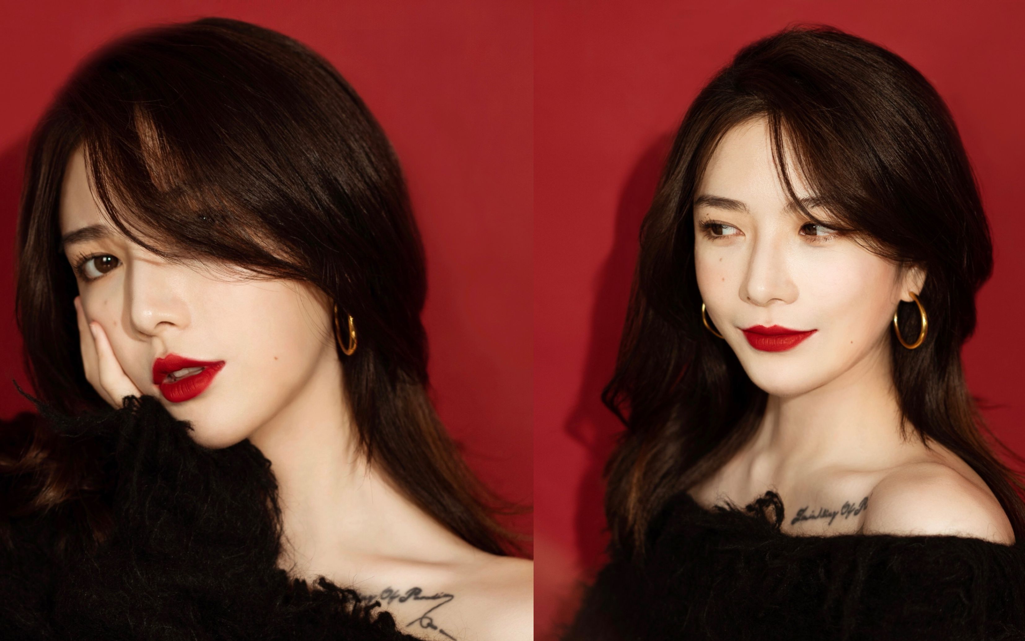 极简明艳红唇妆