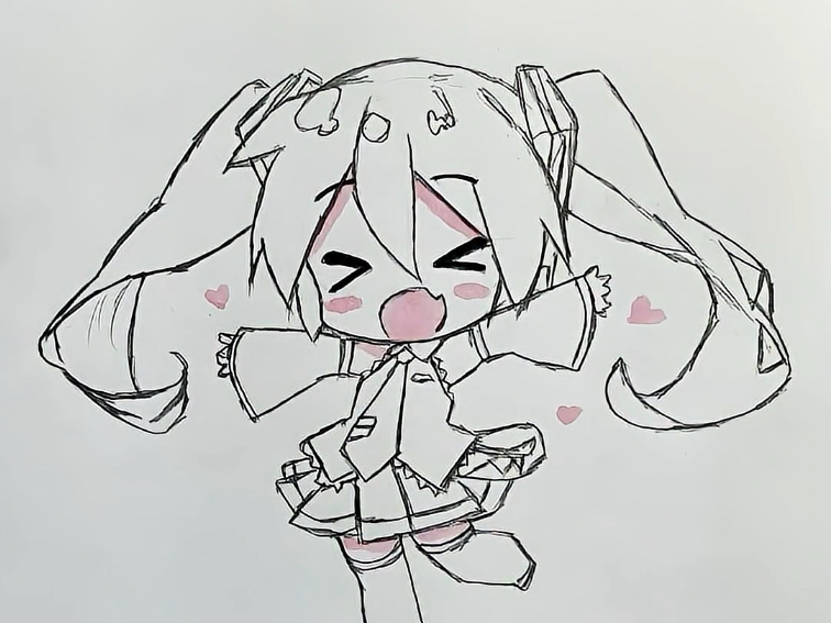 初音未来可爱q版素描