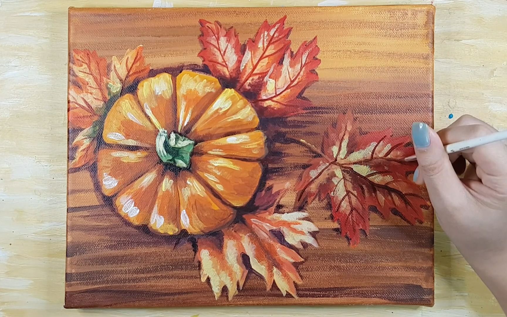 【丙烯画】【绘画教程】万圣节的大南瓜Painting Pumpkin in Autumn Acrylic painting #166哔哩哔哩bilibili