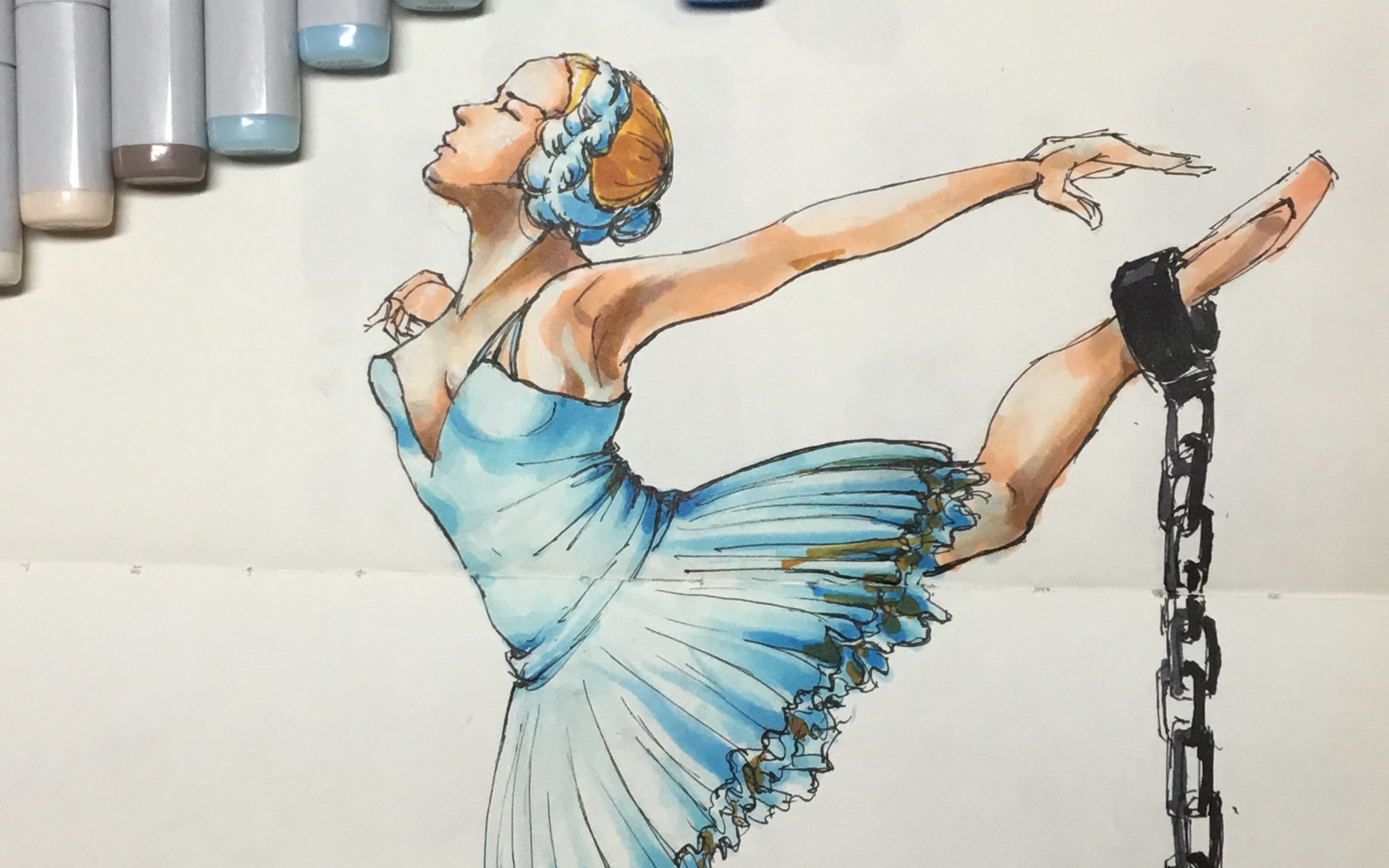 前两天看到有人说啥啥啥像带着镣铐跳舞突然觉得好有画面感的产物画