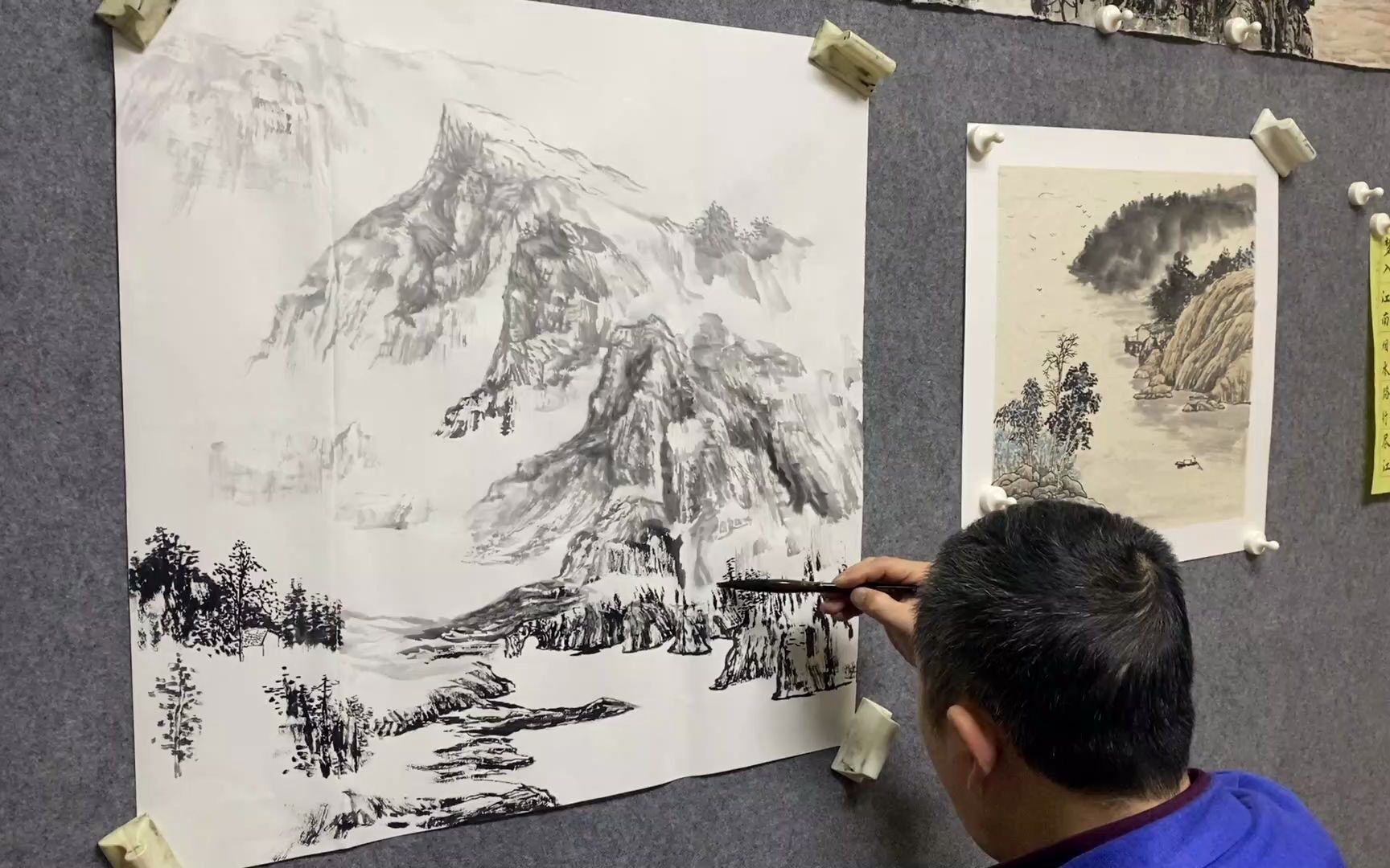 [图]学中国画， 学习山水画，看看山清峡客老师是怎么起笔的？