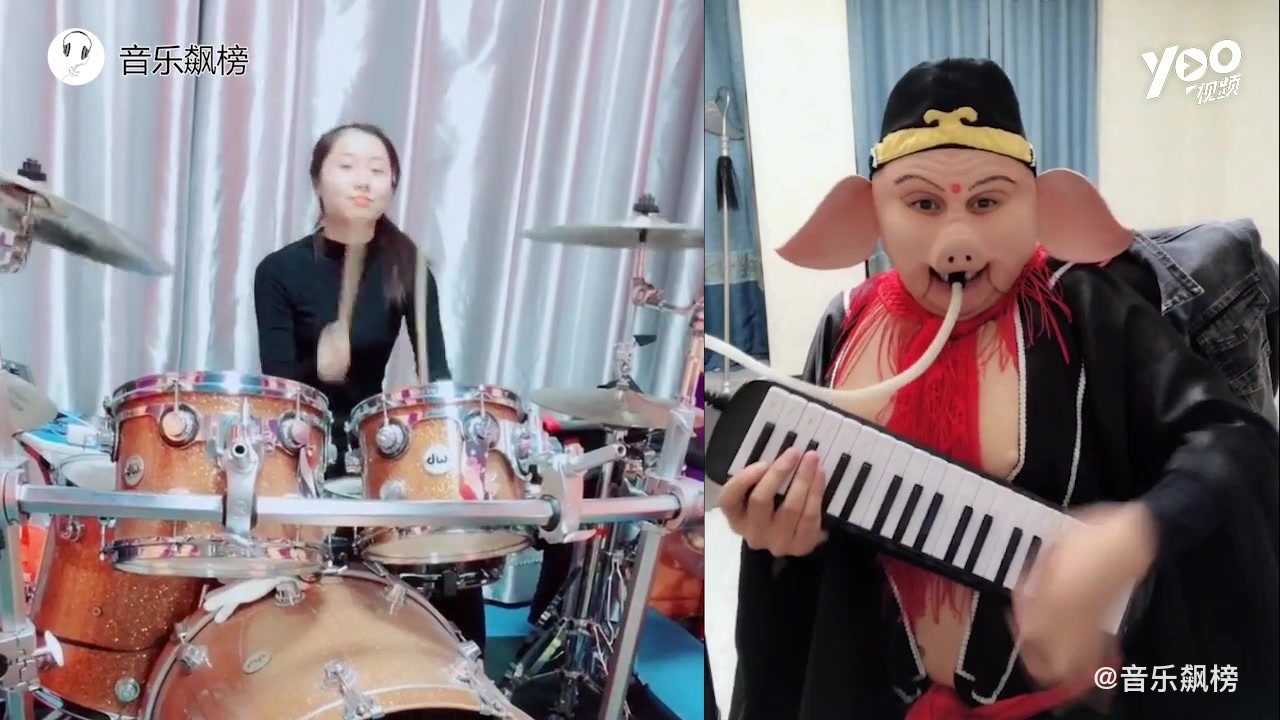 网红八戒与美女古筝版《沙漠骆驼》网友:这声音模仿得真像,太搞笑了