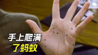 女人手上爬满了蚂蚁，而她的身上也都是