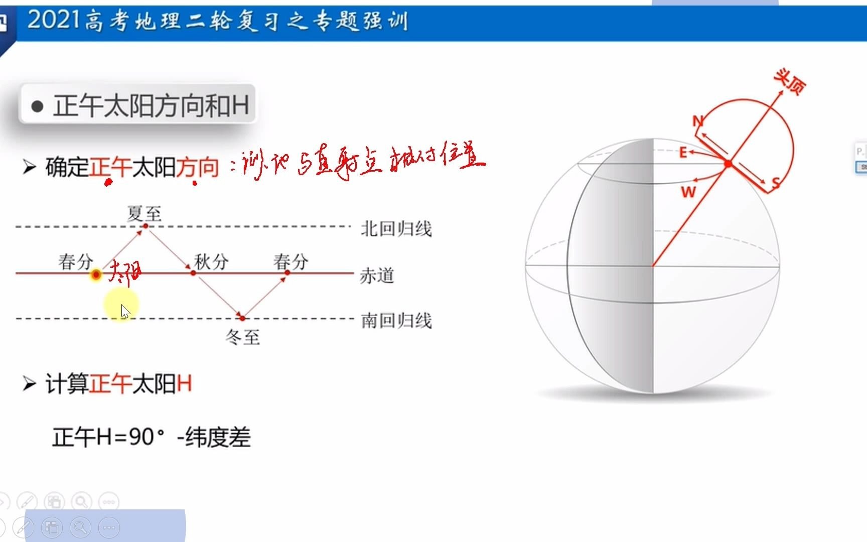 高考地理 正午太阳方向及H应用哔哩哔哩bilibili