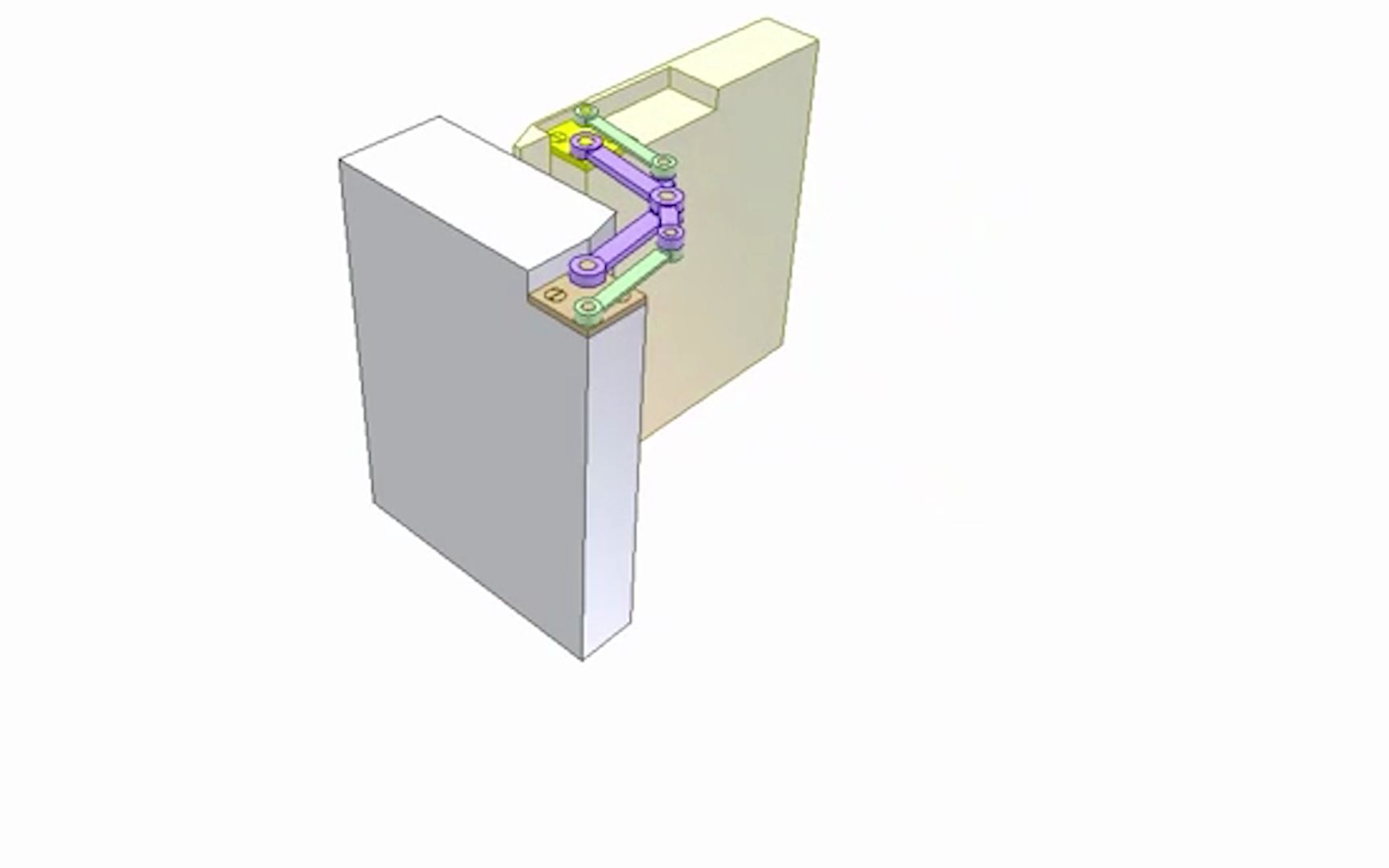 三维运动仿真:一种4连杆驱动的开关门机构