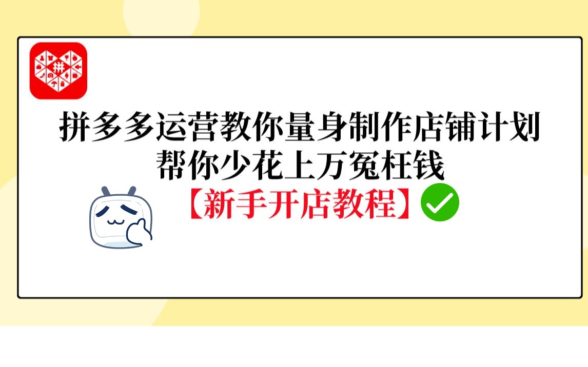 拼多多运营教你量身制作店铺计划,帮你少花上万冤枉钱【新手开店教程】哔哩哔哩bilibili