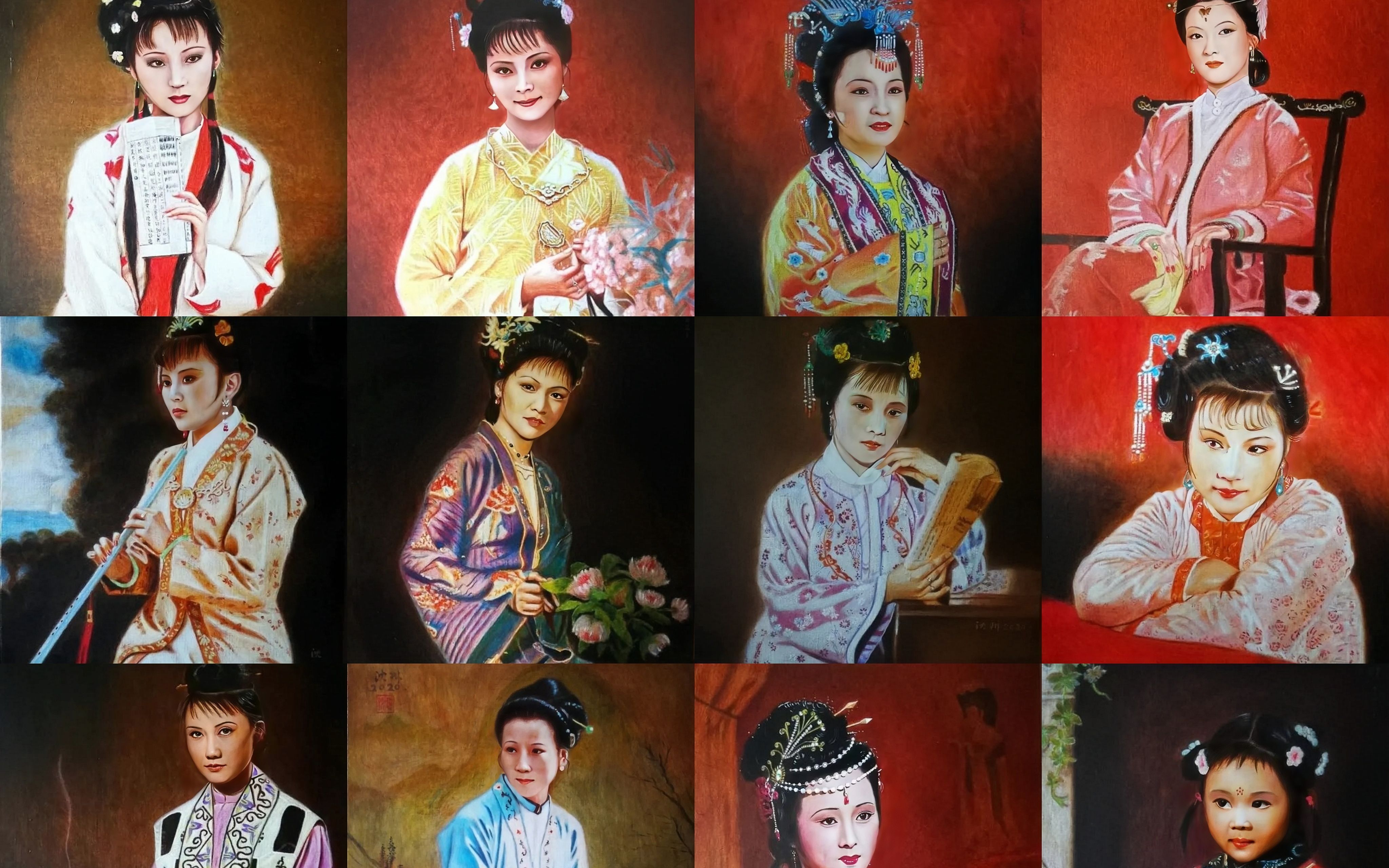 沈琳画的金陵十二钗油画,和剧照简直太像了