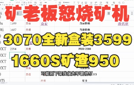 矿老板亏疯了,怒烧矿机!3070抖音3599、6700XT技嘉3189、1660Ti矿渣1299哔哩哔哩bilibili