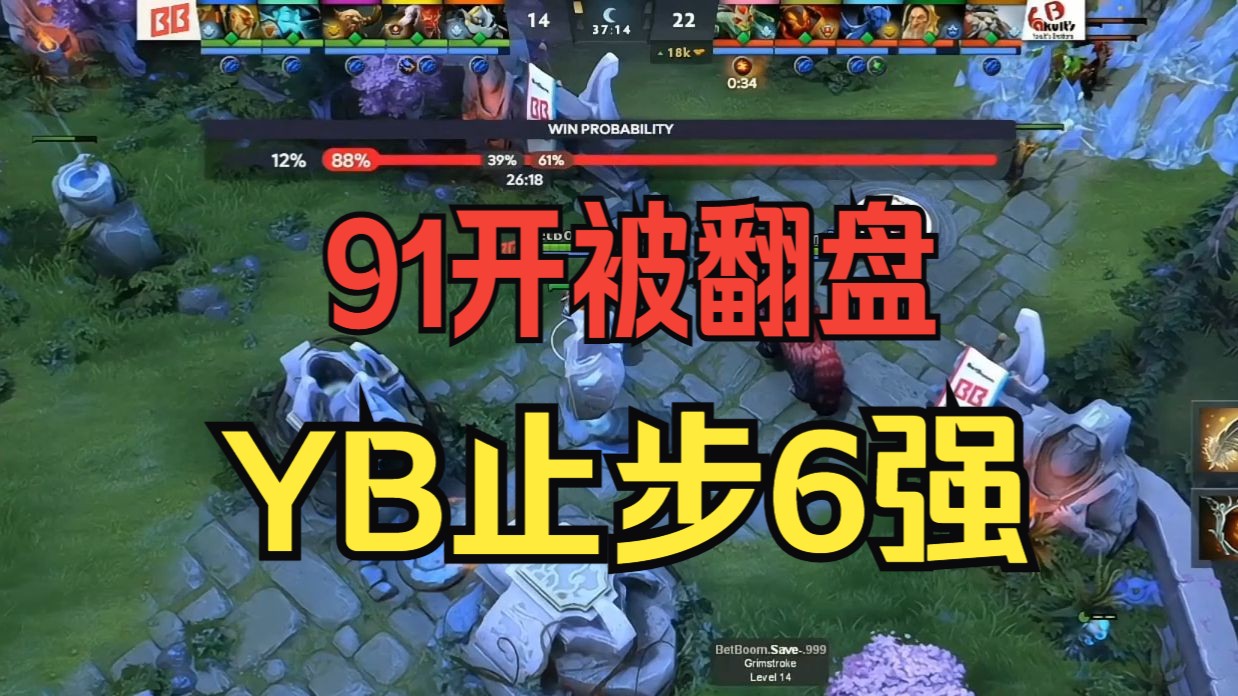 91开被翻盘!YB止步6强 决胜时刻!哔哩哔哩bilibiliDOTA2