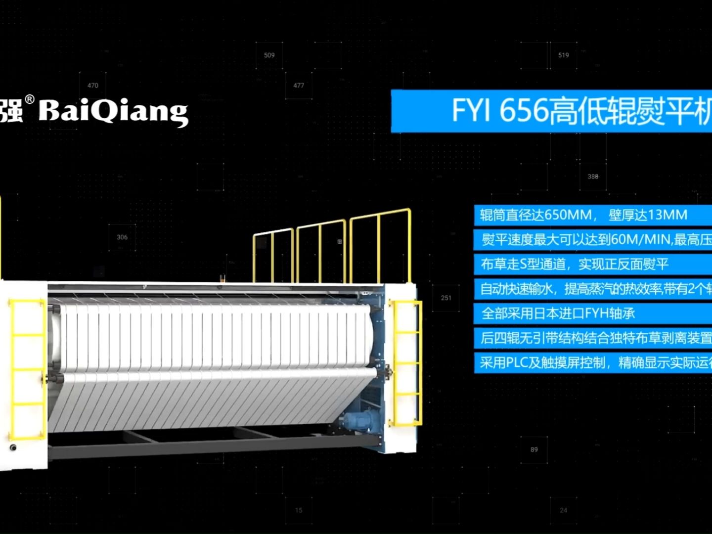 布草洗滌廠使用的設備之高速燙平線動畫展示