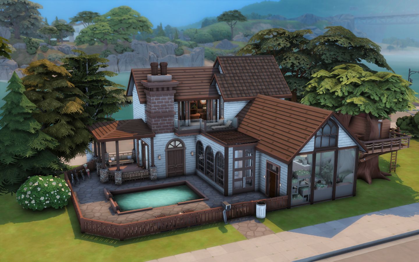 模拟人生4速建 香草巧克力温泉木屋别墅
