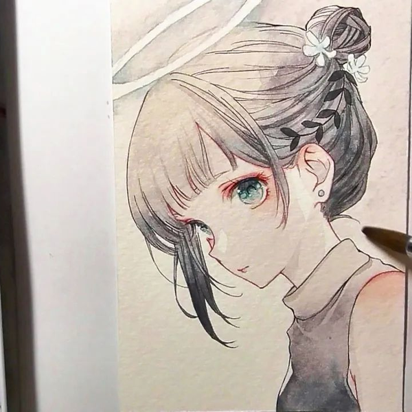 透明水彩】イラストメイキング【お団子天使】○Watercolor