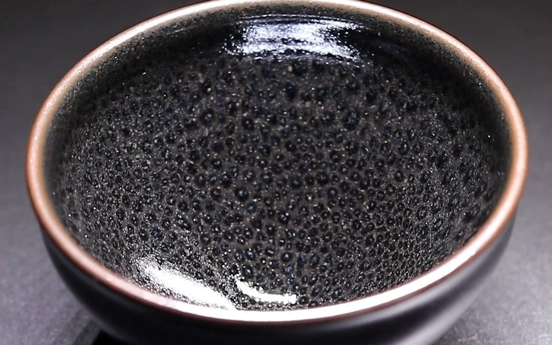 【建盏】豹纹 许家有盏 活眼砚凹宜黑色, 长毫瓯小聚香茗