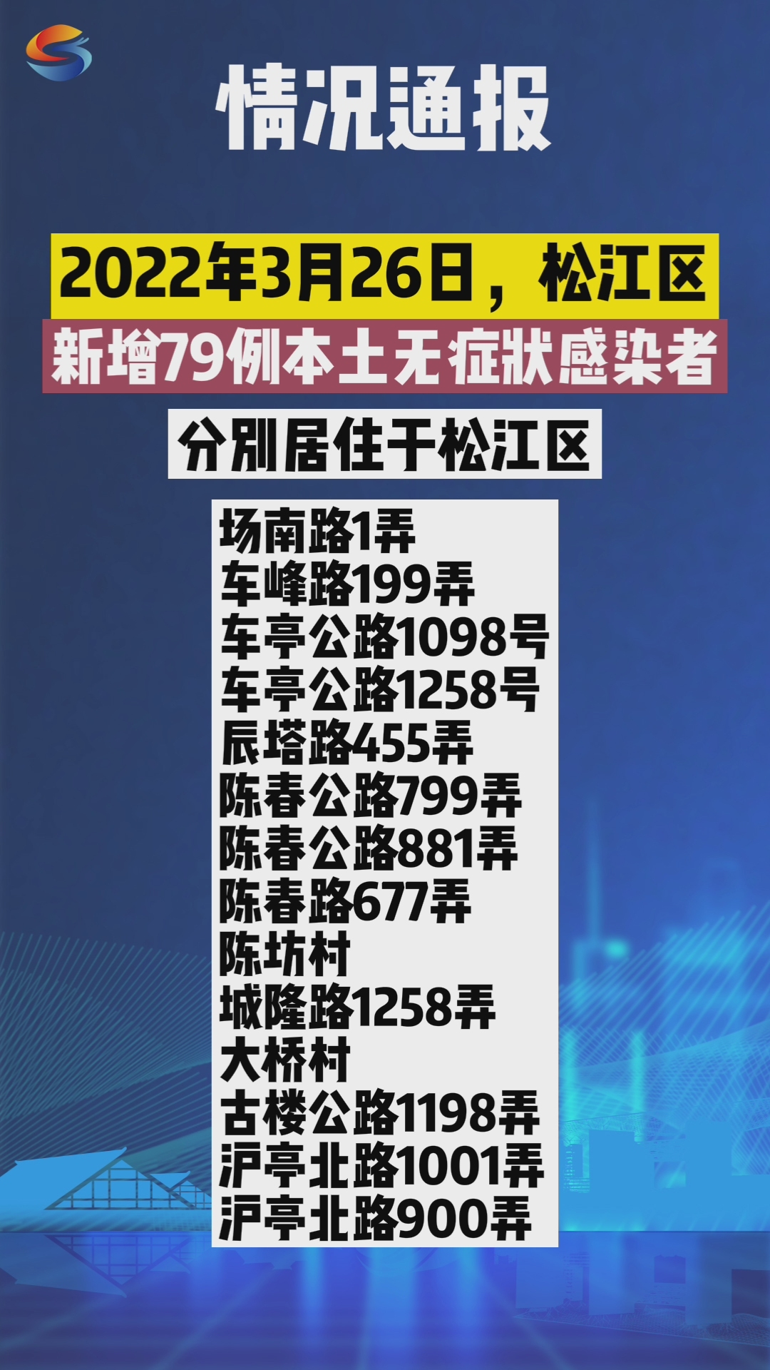 2022年3月26日,松江区新增79例本土无症状感染者#上海松江哔哩哔哩bilibili