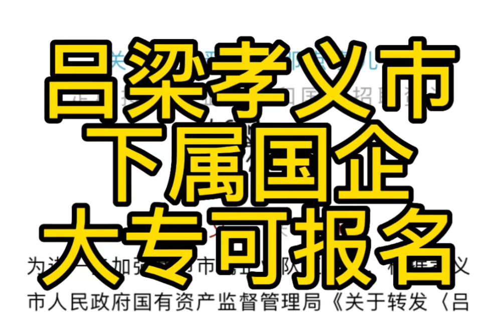 大专可报名!吕梁孝义市2022年市属国有企业公开招聘工作人员公告(54人)哔哩哔哩bilibili