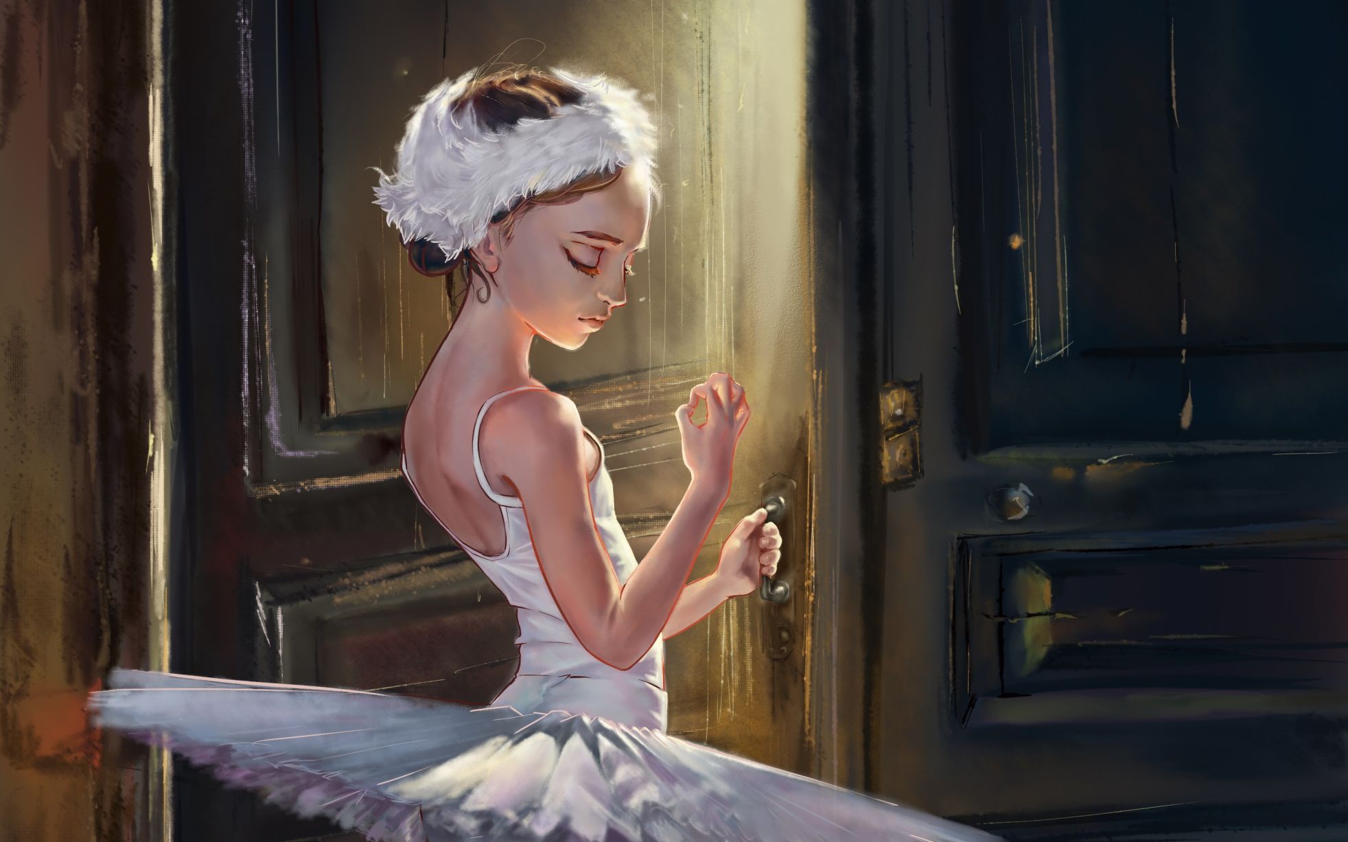 板绘芭蕾舞的女孩三次元转二次元