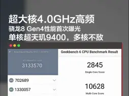 Download Video: 4.0GHz高频，骁龙8 Gen4性能首次曝光，单核超天玑9400，多核落败