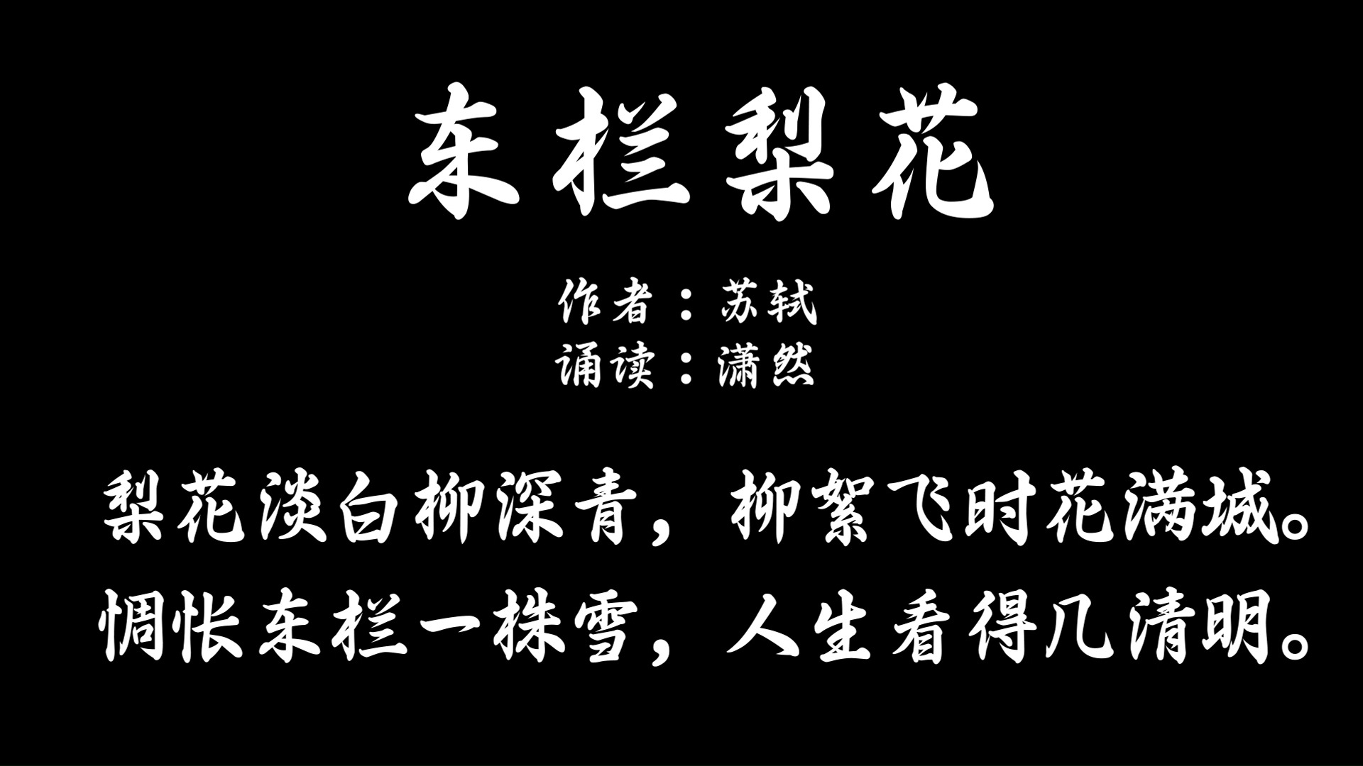 东栏梨花 苏轼 诗词诵读