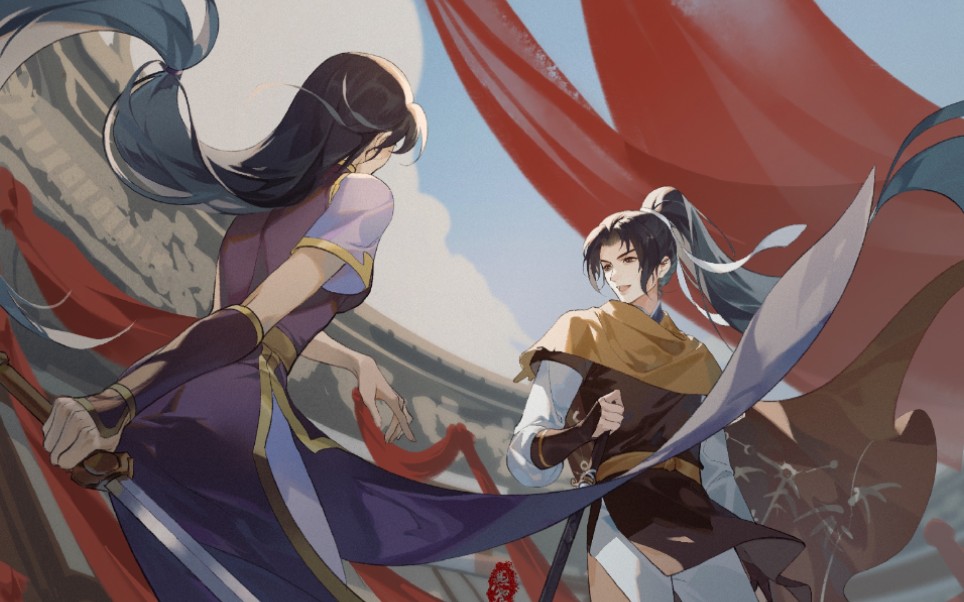 燕知白|绘画过程|李逍遥x林月如比武招亲