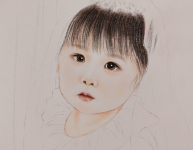 彩铅手绘,画一张朋友家的可爱小宝贝