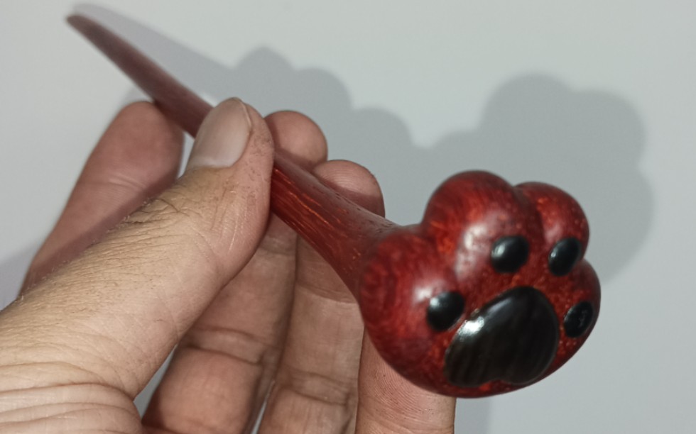 做一把可爱的猫爪发簪,红花梨镶嵌紫光檀_哔哩哔哩_bilibili