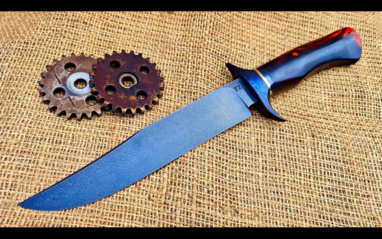 【手工】大佬用齿轮钢锻造精美乌兹钢鲍伊刀 | 作者:FZ making knives哔哩哔哩bilibili