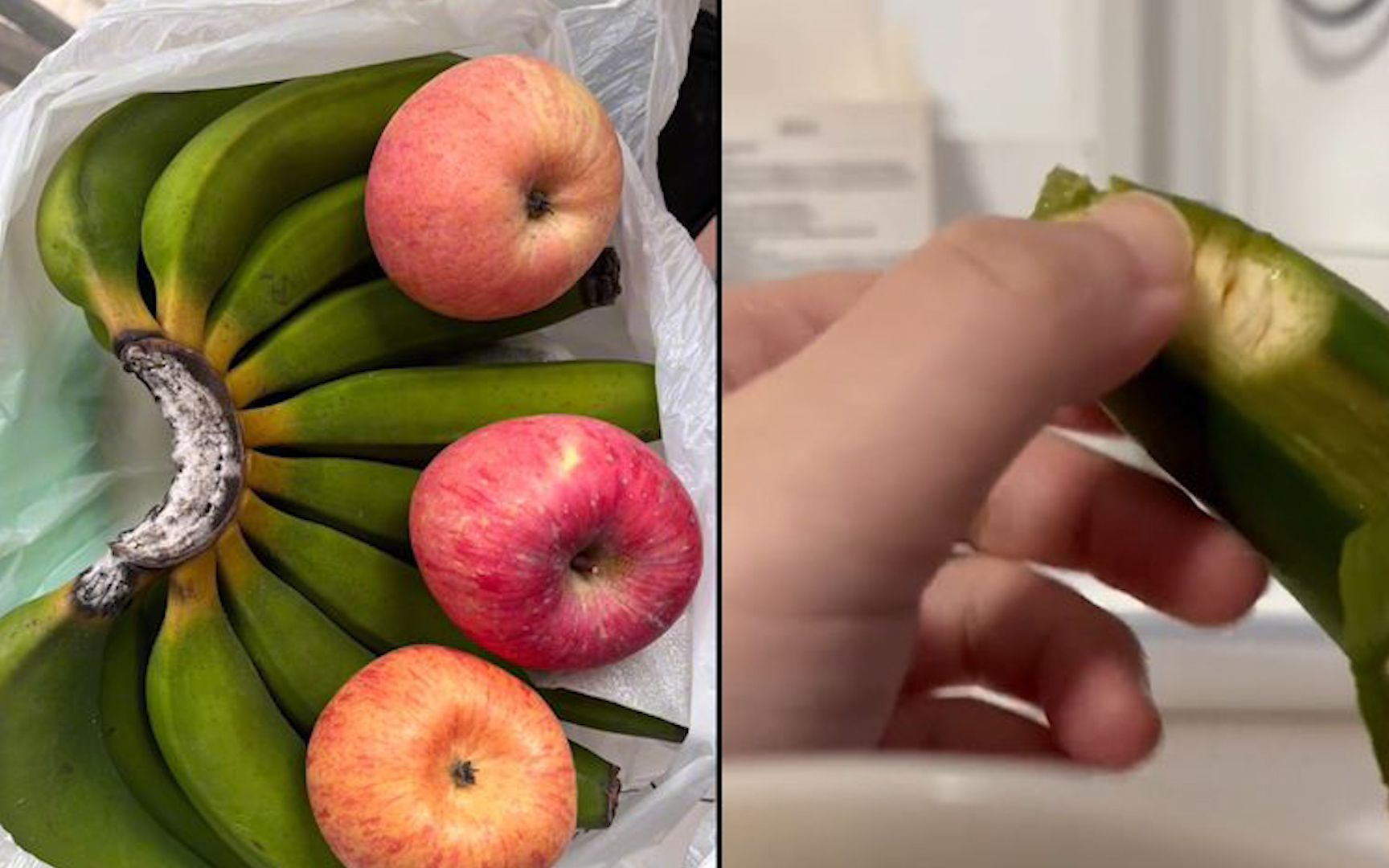 上海市民收到派发的绿色香蕉,与苹果密封催熟,8天后打开吃时崩溃_哔哩