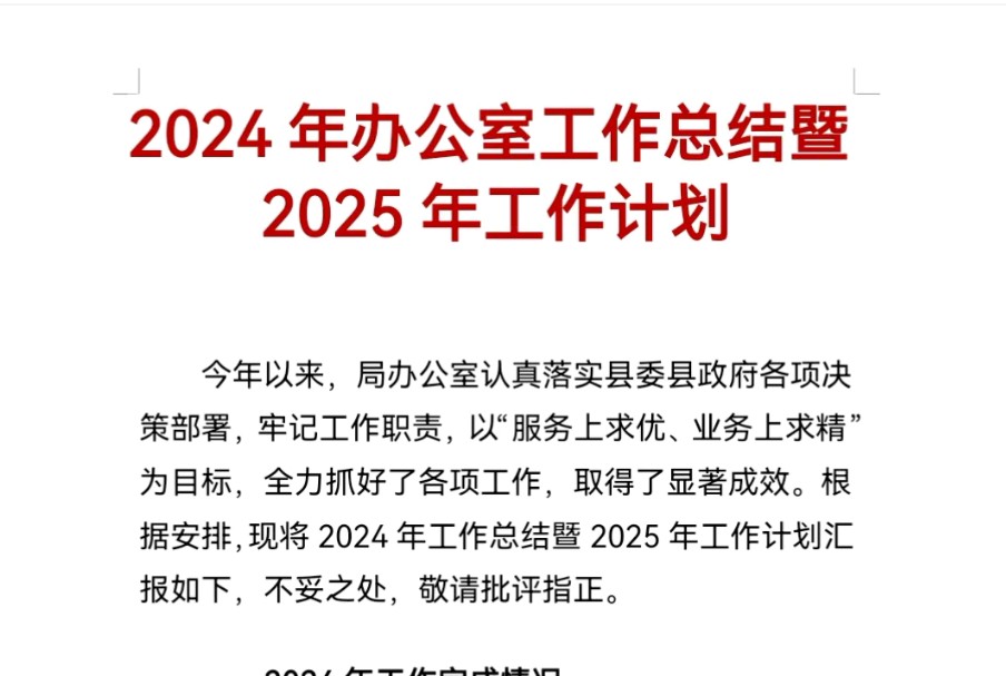 2024年办公室工作总结暨2025年工作计划哔哩哔哩bilibili