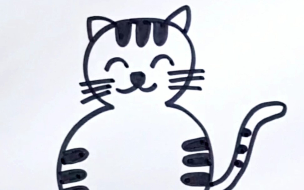 小猫3笔画简单图片
