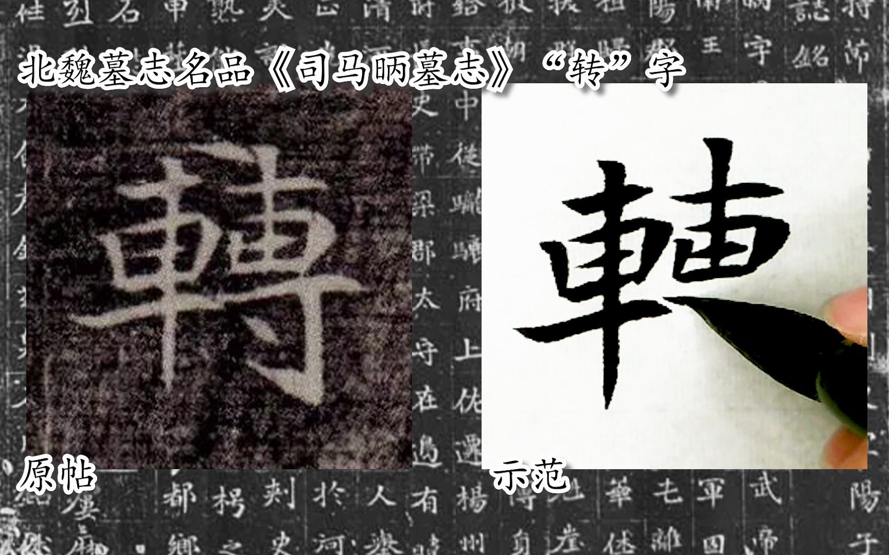 [图]【每日一字】书法系列，周东芬临北魏楷书《司马昞墓志》“转”字